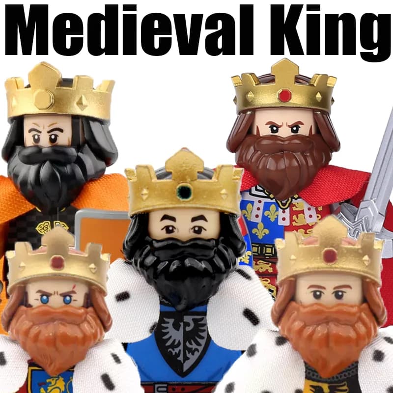 MOC Serie Re Medievale Mattoncini da Costruzione Esercito Castello Corvo Leone Rosso Aquila Nera Cavaliere Soldati Figure Spade Scudi Giocattoli