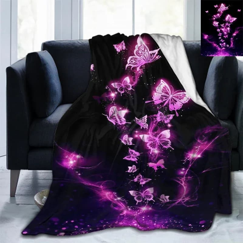 Coperta in flanella con stampa 3D a farfalla, coperta morbida per letto, copriletto stampato con cartoni animati, copriletto per divano, regali di compleanno per ragazze