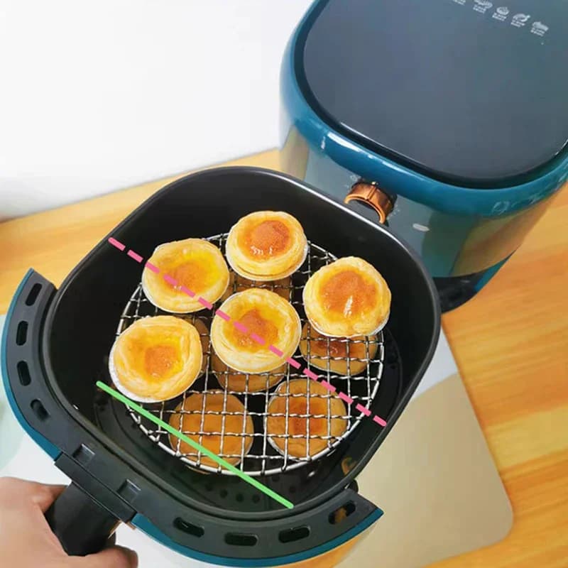 Griglia rotonda per friggitrice ad aria con gambe, griglia impilabile, acciaio inossidabile, anticorrosione, fornello a vapore, barbecue, campeggio