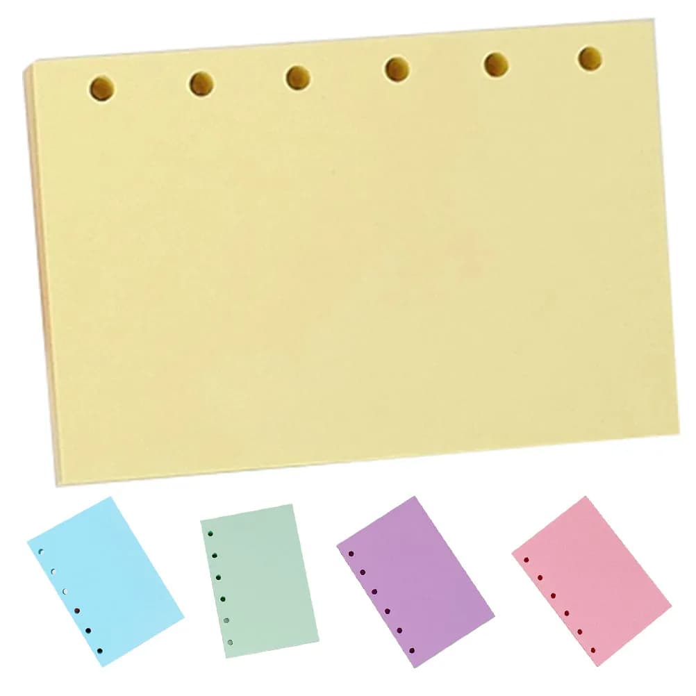250 Pagine di Carta Colorata a Fogli Sciolti Ricaricabili per Raccoglitori a 6 Fori, Agende, Quaderni, Organizer per Scuola e Ufficio