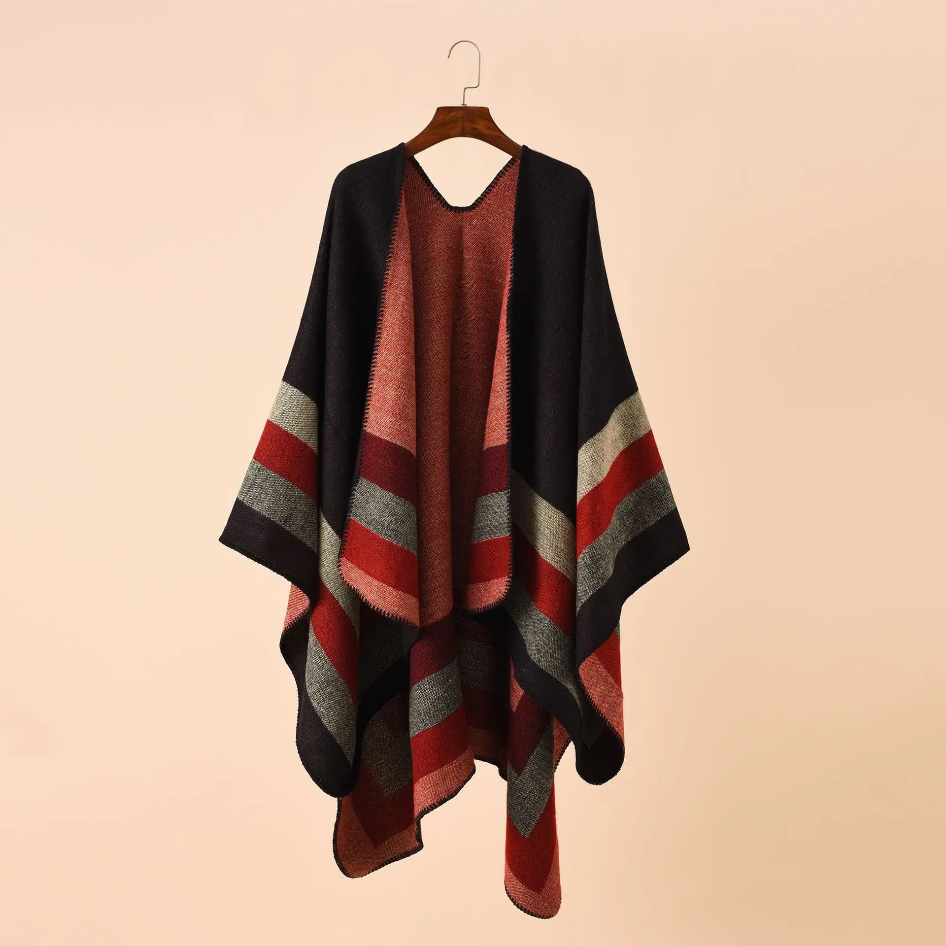 2024 New Fashion Winter Hot Plaid Poncho And Mantelles For Women Scialals and Large Sized Worm Pashmina Women Bufanda Mujer