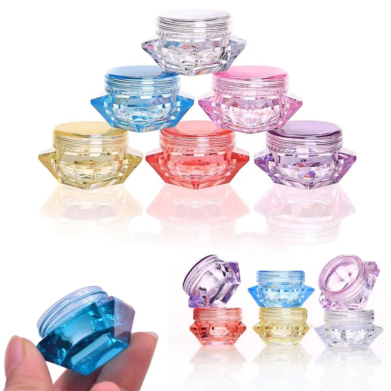 50 Pezzi Vasetti Cosmetici Vuoti a Forma di Diamante 3g/5g, Contenitori Portatili da Viaggio per Lozioni, Creme, Trucco, Ombretti