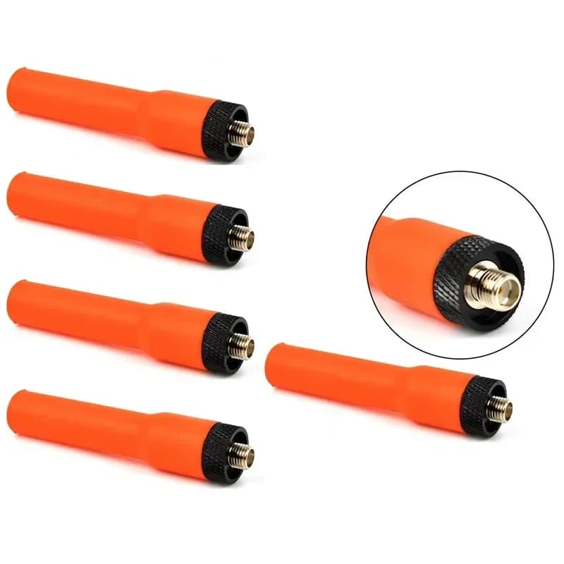 Set di 5 Connettori SMA Femmina SF20 Rossi Morbidi per Antenna VHF+UHF per Radio Bidirezionale Baofeng Kenwood