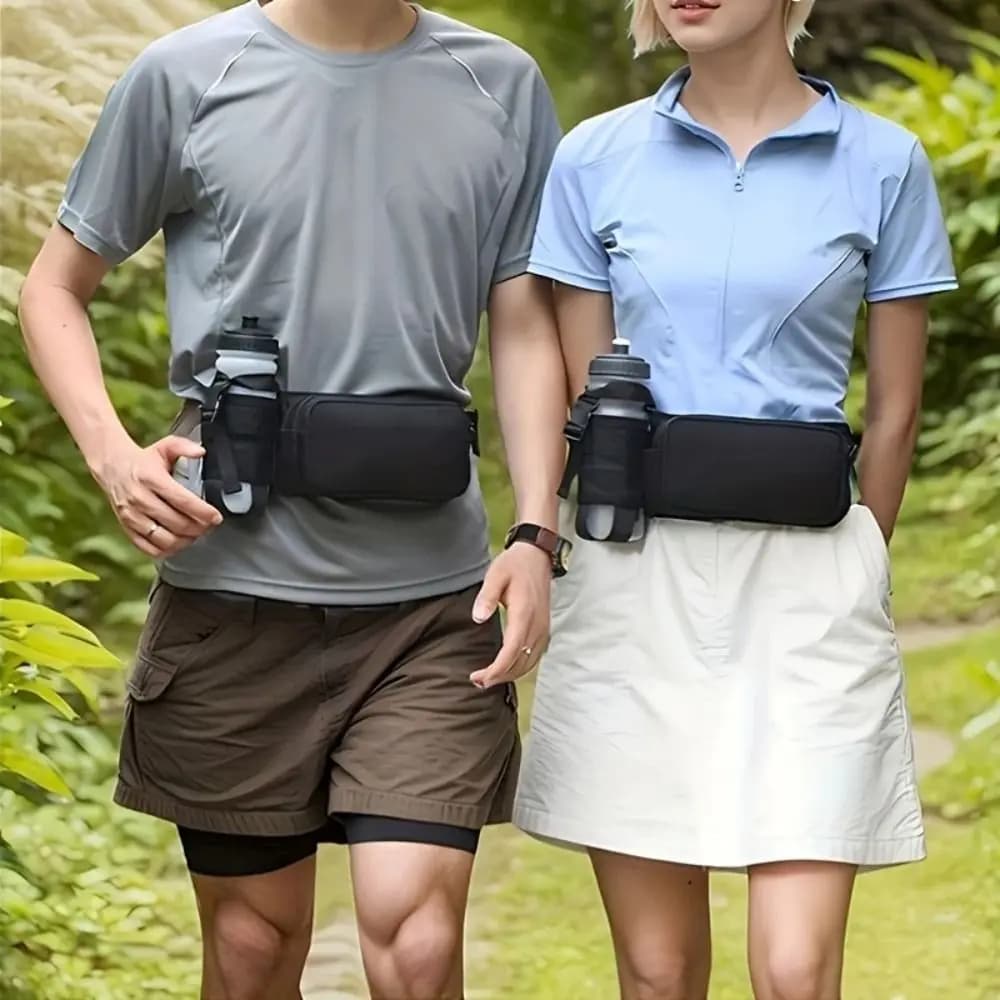 Waterproof Oxford Fabric Running Belt with Water Bottle Bag Sports Shoulder Bags Large Capacity Black Running Shoulder Bags