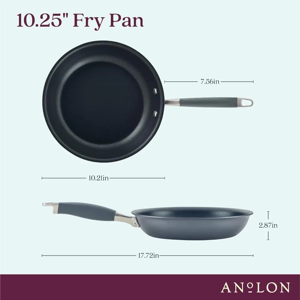 10.25 inch non-stick pan: hard anodized pan for domestic chefs, uniform heating and easy to clean