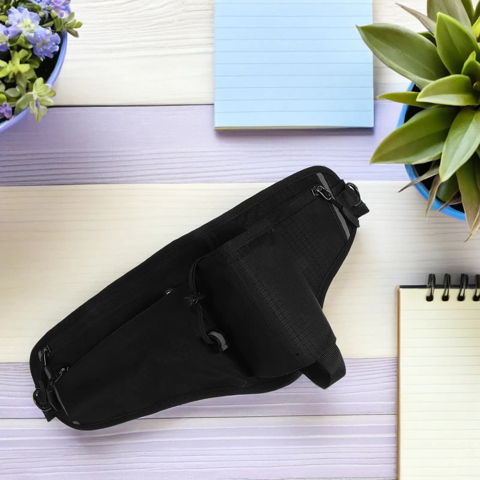 Marsupio Sportivo Regolabile Leggero con Portaborraccia e Porta Telefono Impermeabile per Corsa, Escursionismo e Fitness