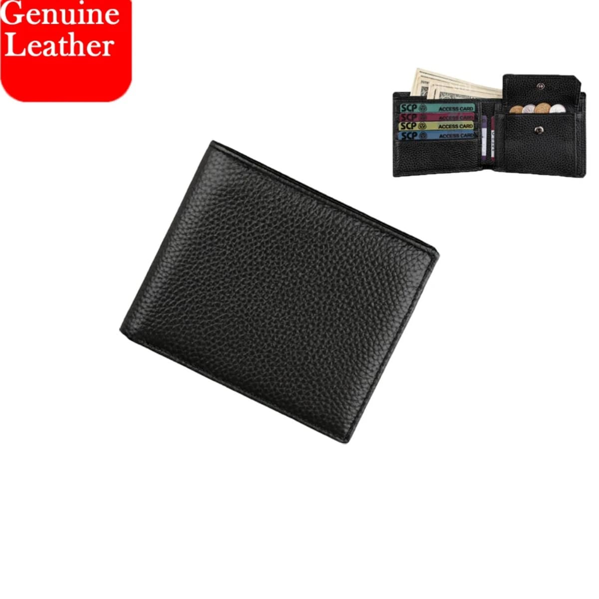 Men's Genuine Leather Bifold Wallet, Credit Card Holder, Luxury Money Bag, Business Wallet for Men and Women, Stylish Purses