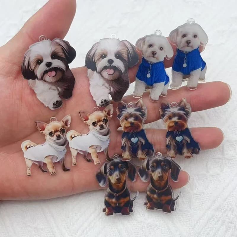 10 pieces of resin cartoon small dog animal pendant bracelet necklace earrings DIY jewelry making accessories