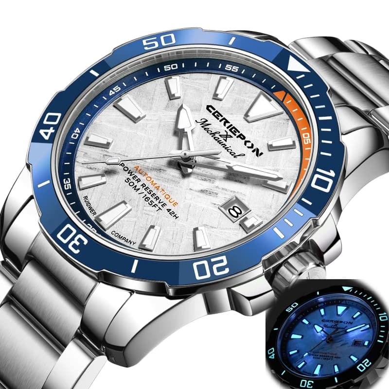 CERIEPON Men's Sports Mechanical Watch 316L Stainless Steel Luminous 50m Waterproof Men Marine Log Explorer Series Perfect Gift