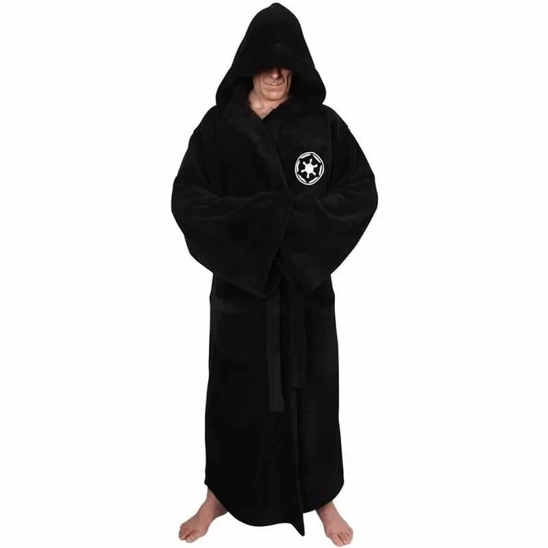 2026 Male Flannel Robes Hooded Thick Dressing Gown Jedi Empire Men Bathrobe Winter Anime Long Robe Mens Bath Homewear VLL6Q