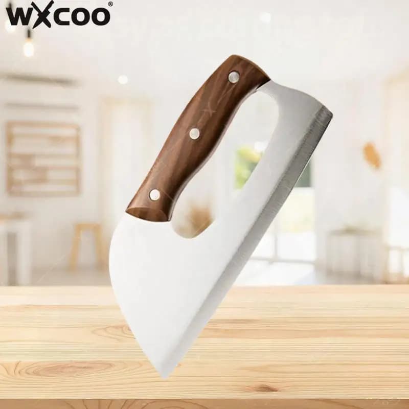 WXCOO Kitchen Knives Set for Sliceing Meat and Fruit, Butcher's Knife Forged Stainless Steel Knife SK5, Kitchen Scissors Set