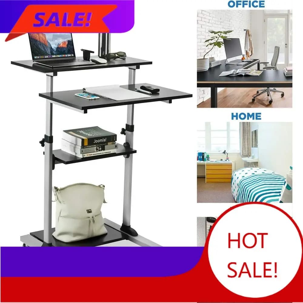 Tavolo mobile regolabile in altezza fino a 54,7 pollici, supporto portatile per laptop e presentazioni, postazione computer mobile