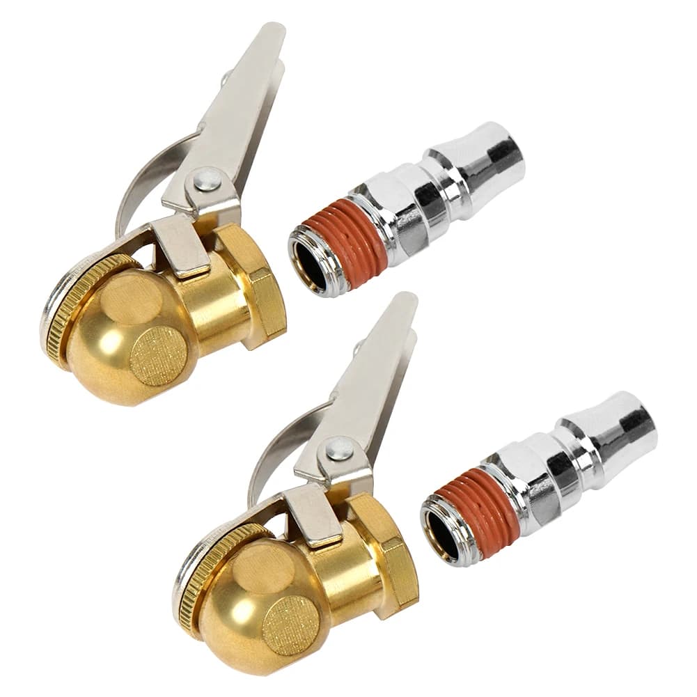 2PC Air Tire Chuck Ball Tire Valve Stem Lock On Clip Inflator raccordo in acciaio