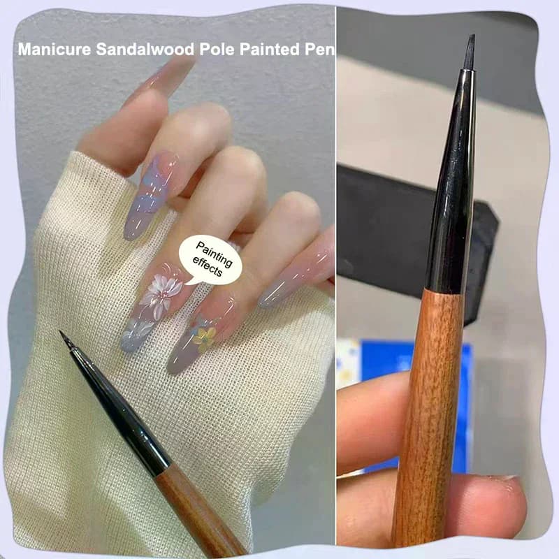 Sandalwood Nail UV Gel Pen Brush Nail Art Liner Brush Flower Painting Drawing Pen Manicure Tool