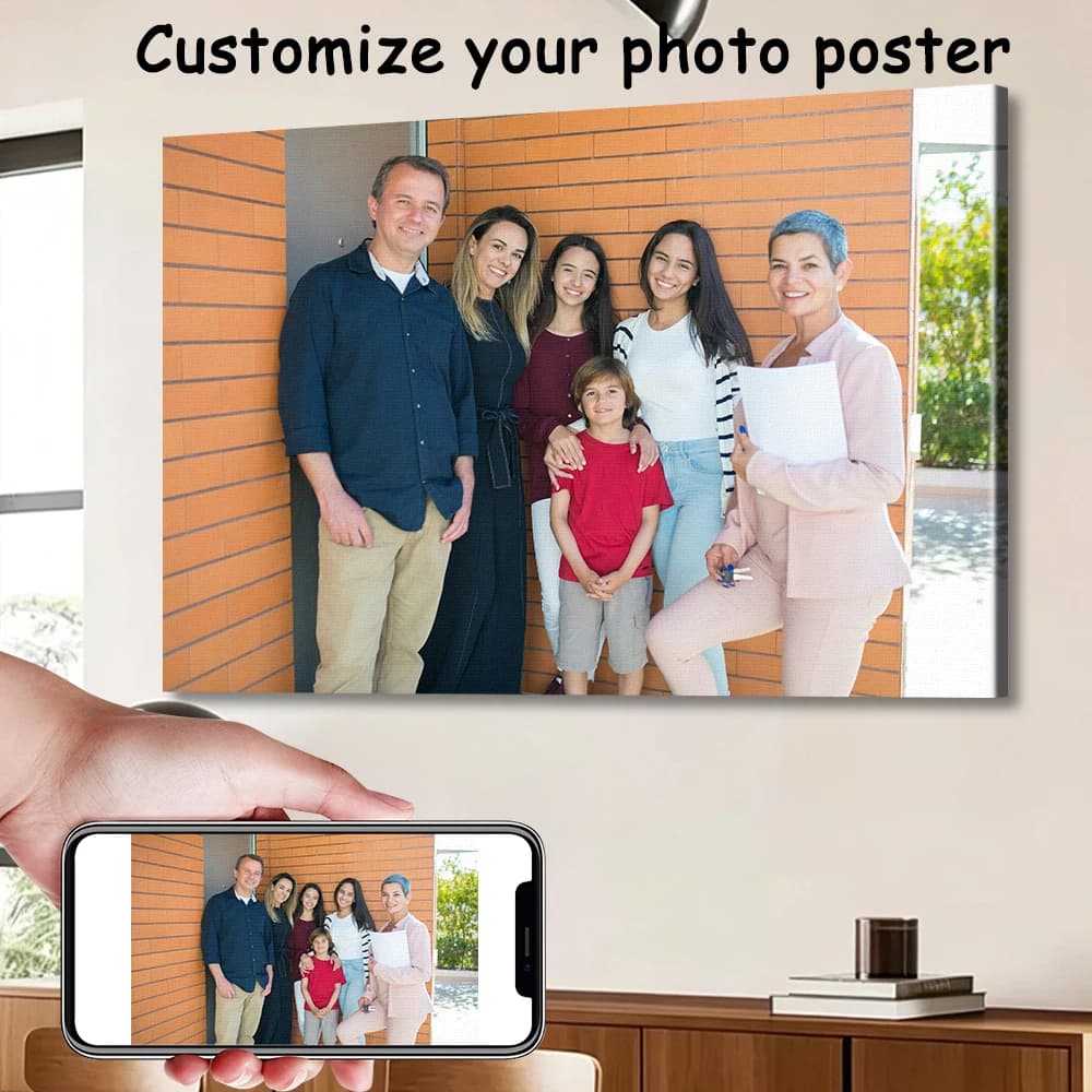1 Pezzo di Foto Personalizzate su Tela con Cornice in Legno Fai-da-Te o Poster Senza Cornice, Regalo Personalizzato per Innamorati