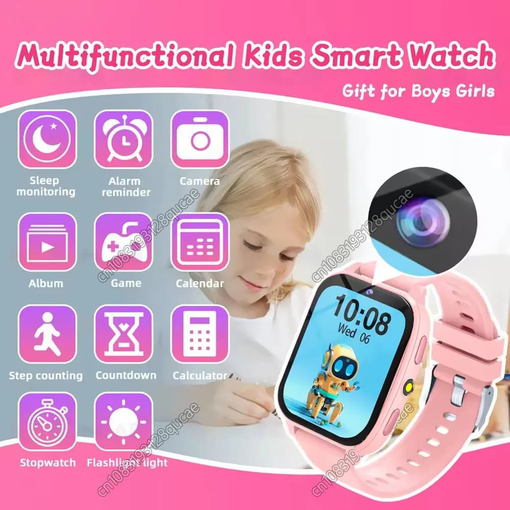 Nuovo Smartwatch 2026 per Bambini con Schermo Touch HD, Fotocamera, 22 Giochi, Monitoraggio del Sonno, Sveglia, Calcolatrice - Regalo di Compleanno per Bambini e Bambine