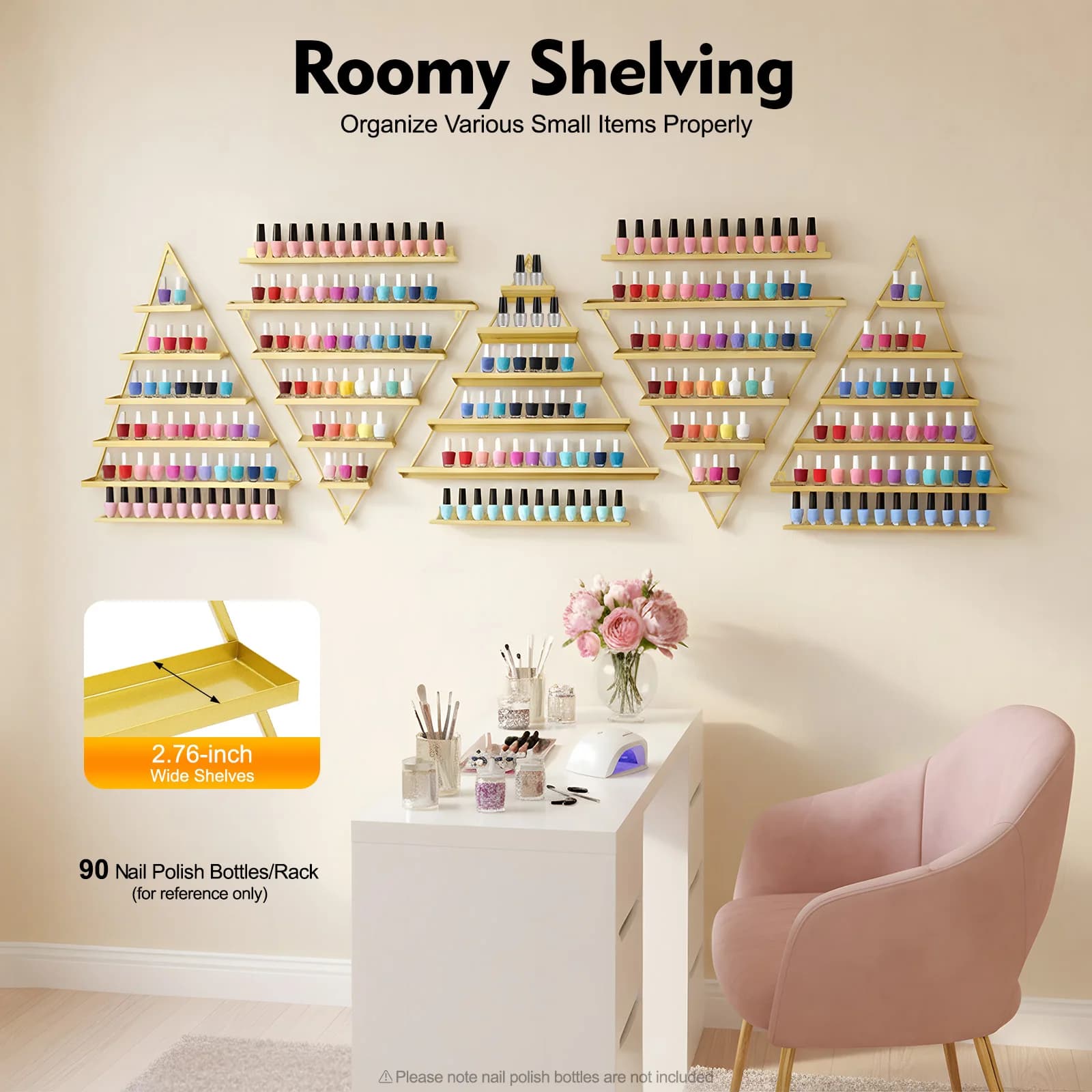 10PCS Triangular Nail Polish Racks WallMounted 5Tier Cosmetic Display Racks Stylish Storage Organizer Nail Salon Countertop Cosmetics Display