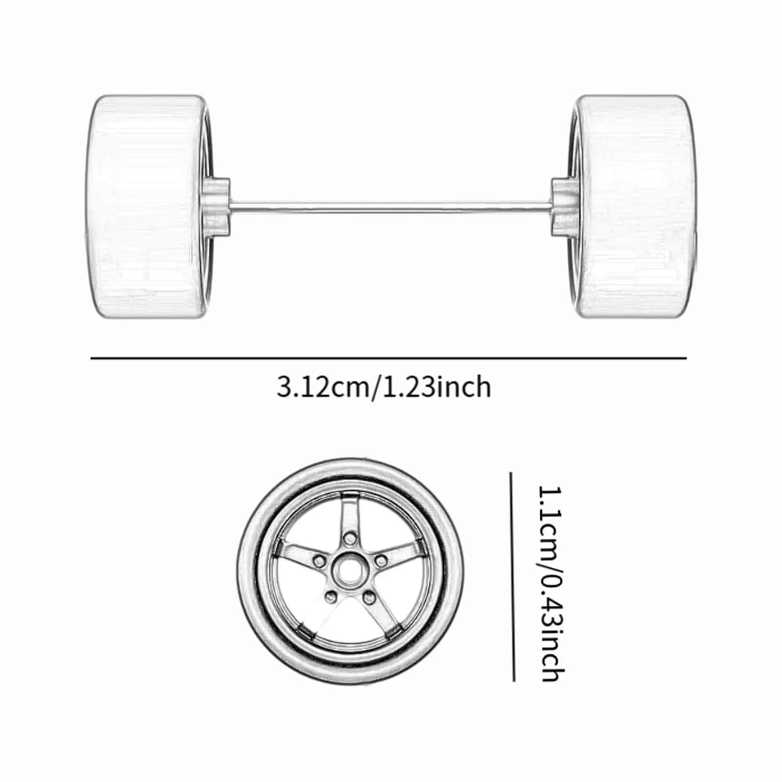 2 Pezzi Ruote e Pneumatici RC Scala 1/64, Simulazione Professionale Robusta per Modellismo Fai-da-te, con Assi per Ruote Auto, Parti RC per Modelli di Auto