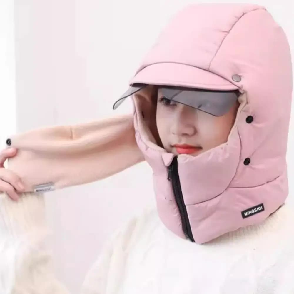 Cappello Invernale Antivento con Occhiali, Protezione per Orecchie e Collo, Maschera da Sci per Escursionismo