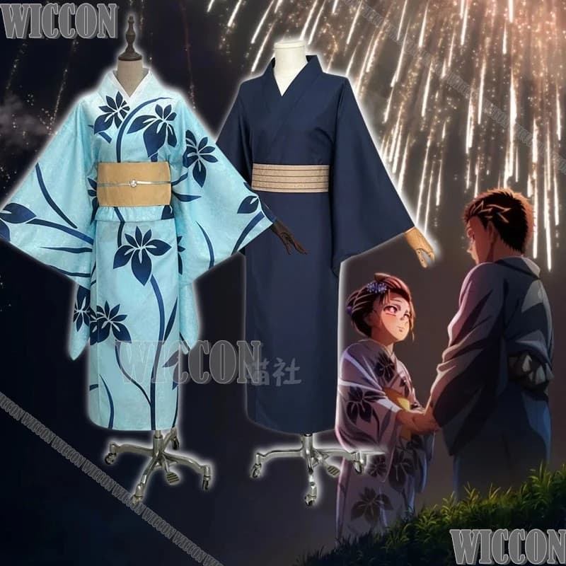 Anime Film Koyuki Soyama Hakuji Cosplay kimono Accappatoio HANABI Festival YUKATA Parrucca Donna Coppia giapponese Parrucca Festival Navidad