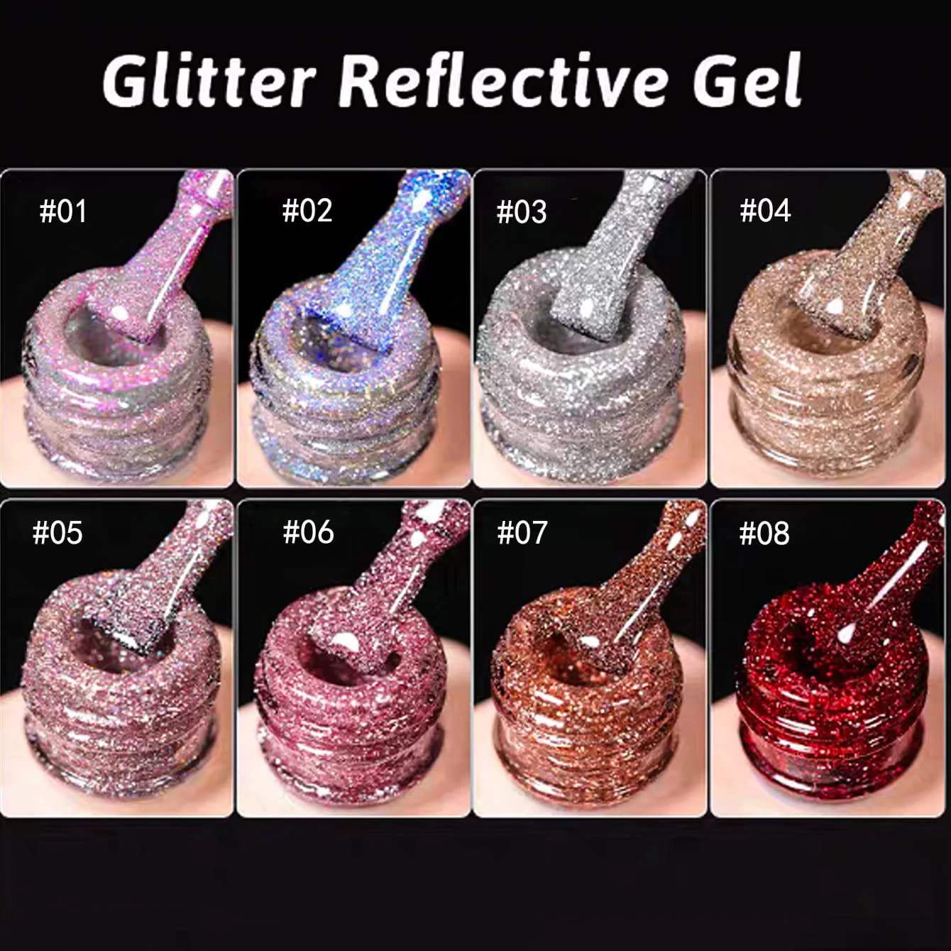 1 pz Smalto Gel Unghie WS Inverno Primavera San Valentino Rosso Rosa Glitter Diamantato Effetto Spezzato Riflettente Lampeggiante