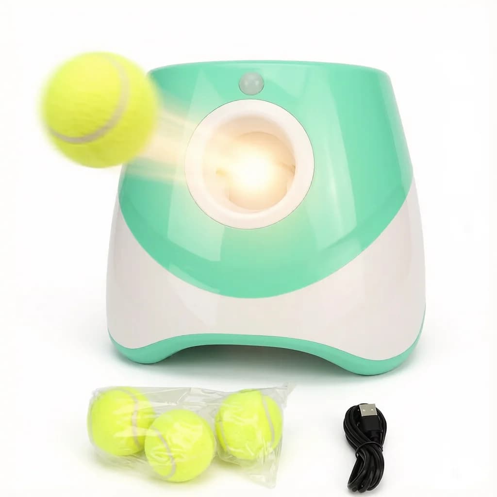 Automatic Dog Ball Launcher Rechargeable 3 Modes USB Charging Pet Tennis Ball Thrower Interactive Training Toy Indoor Outdoor