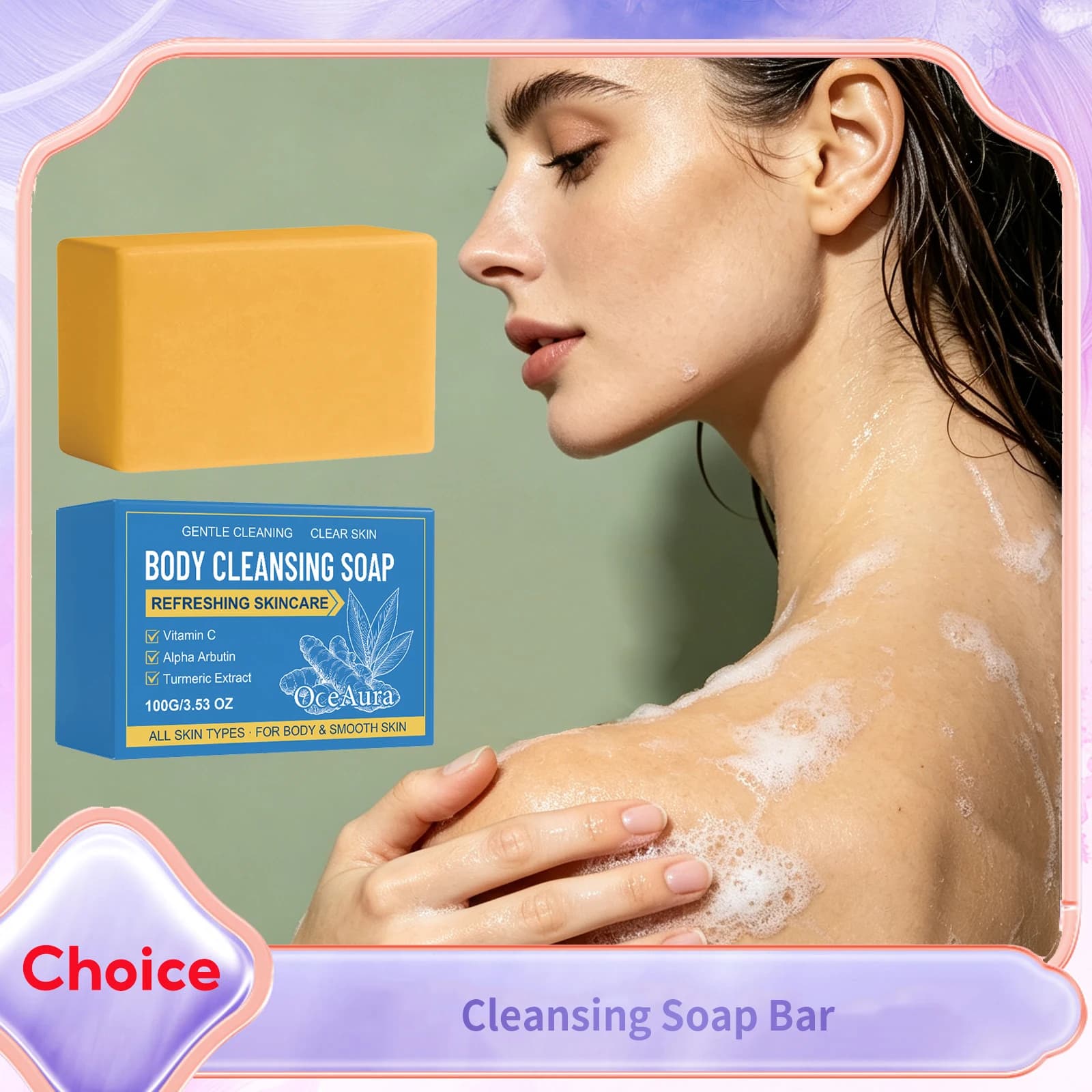 Vitamin C Turmeric Handmade Soap Exfoliating Repair Damaged Skin Remove Acnes Dullness Pimples Moisturizing Brightening Soap Bar