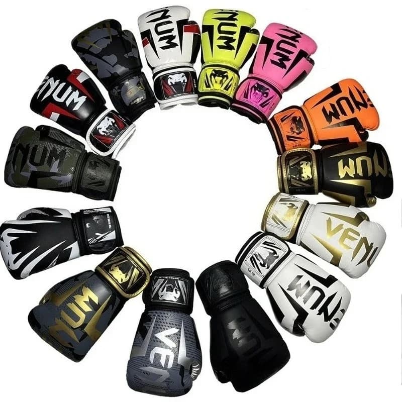 Men's PU Leather Boxing Gloves Adult Printed MMA Gloves Fitness Handschuhe Muay Thai Equipment