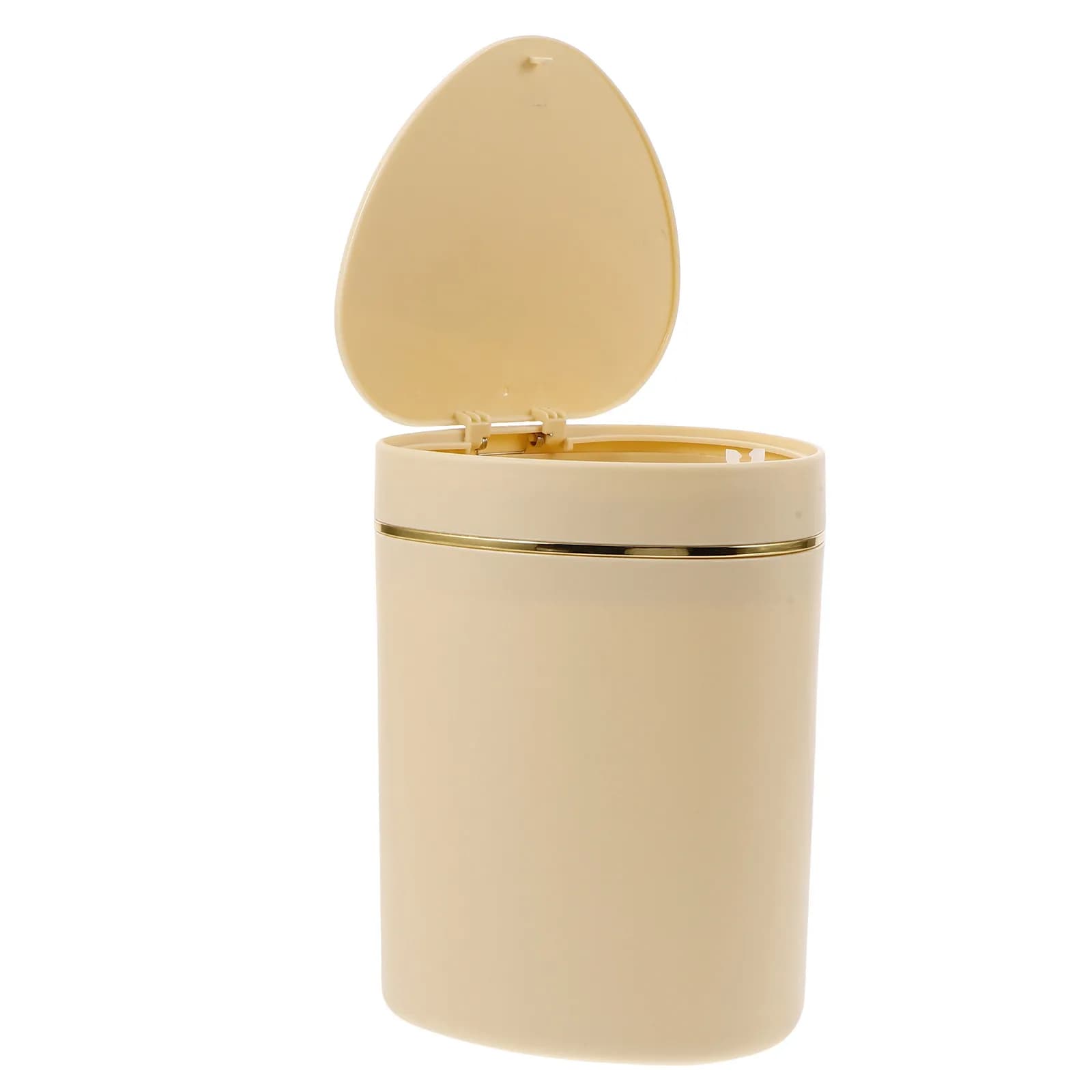 Mini Cestino da Scrivania con Coperchio a Pressione, Piccolo Contenitore per Rifiuti da Bancone, Cestino in Plastica per Camera da Letto, Ufficio, Cucina, Scrivania