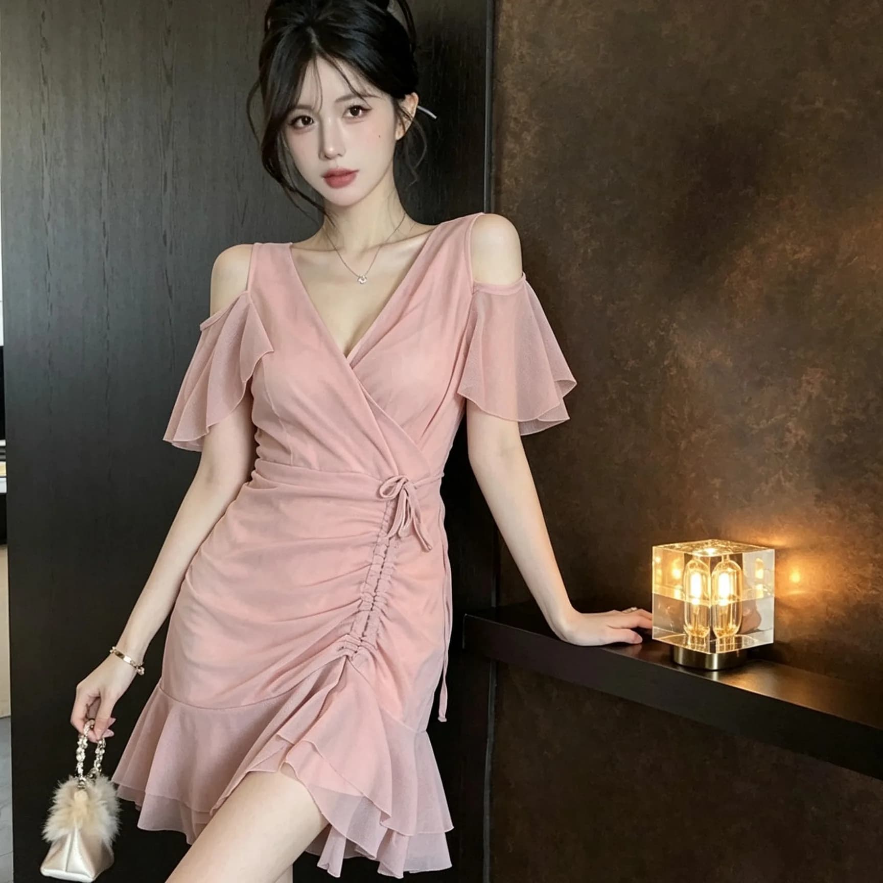 Slimming Princess Style Short Dress Nightclub Women's Fashion Summer New Design Sensual Body Shaping Mesh Material High Waist