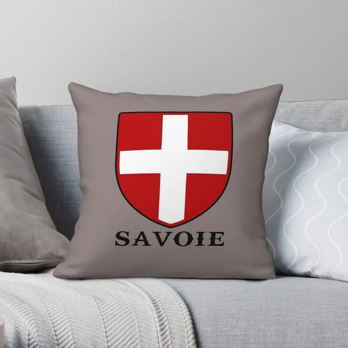Savoie Cross Shield Federa in poliestere e lino con motivo in velluto con cerniera Decor Federa per cuscino per divano Fodera per cuscino all'ingrosso