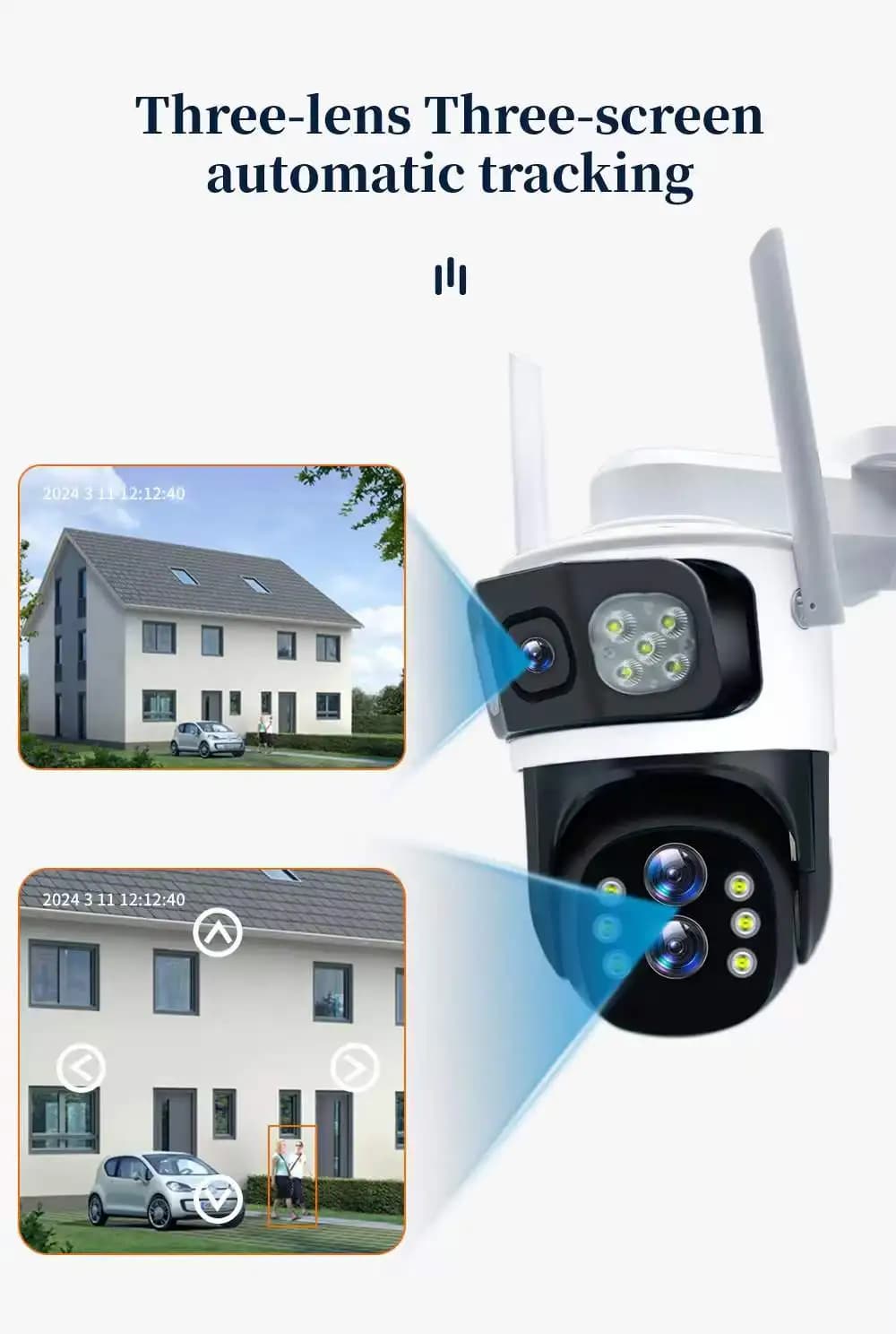6MP UHD V380APP Tripla Obiettivo Tre Schermi Wireless PTZ IP Dome Telecamera a Colori AI Rilevazione Umanoide Sicurezza CCTV Baby Monitor