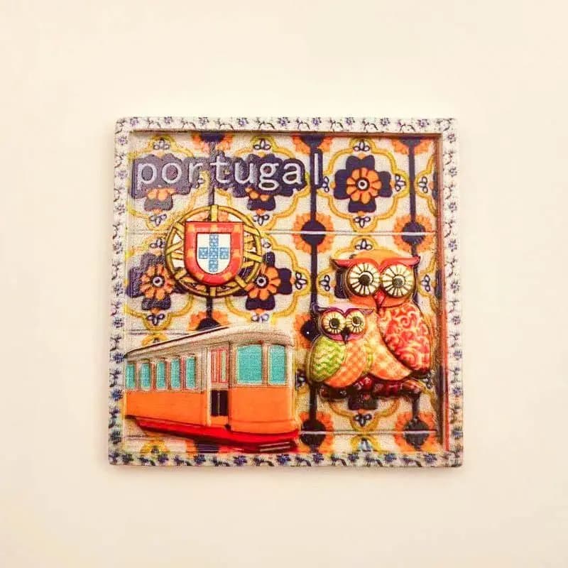 Magnete per frigorifero souvenir da viaggio portogallo, piastrelle creative, tram, caratteristiche, decorazioni magnetiche Owl3D3D