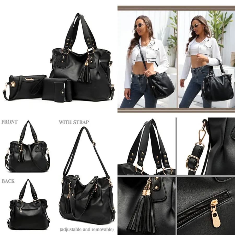 Set di 4 Borse Moda Soperwillton per Donne: Borsa a Spalla, Borsa a Mano, Borsa Hobo e Borsa Tote