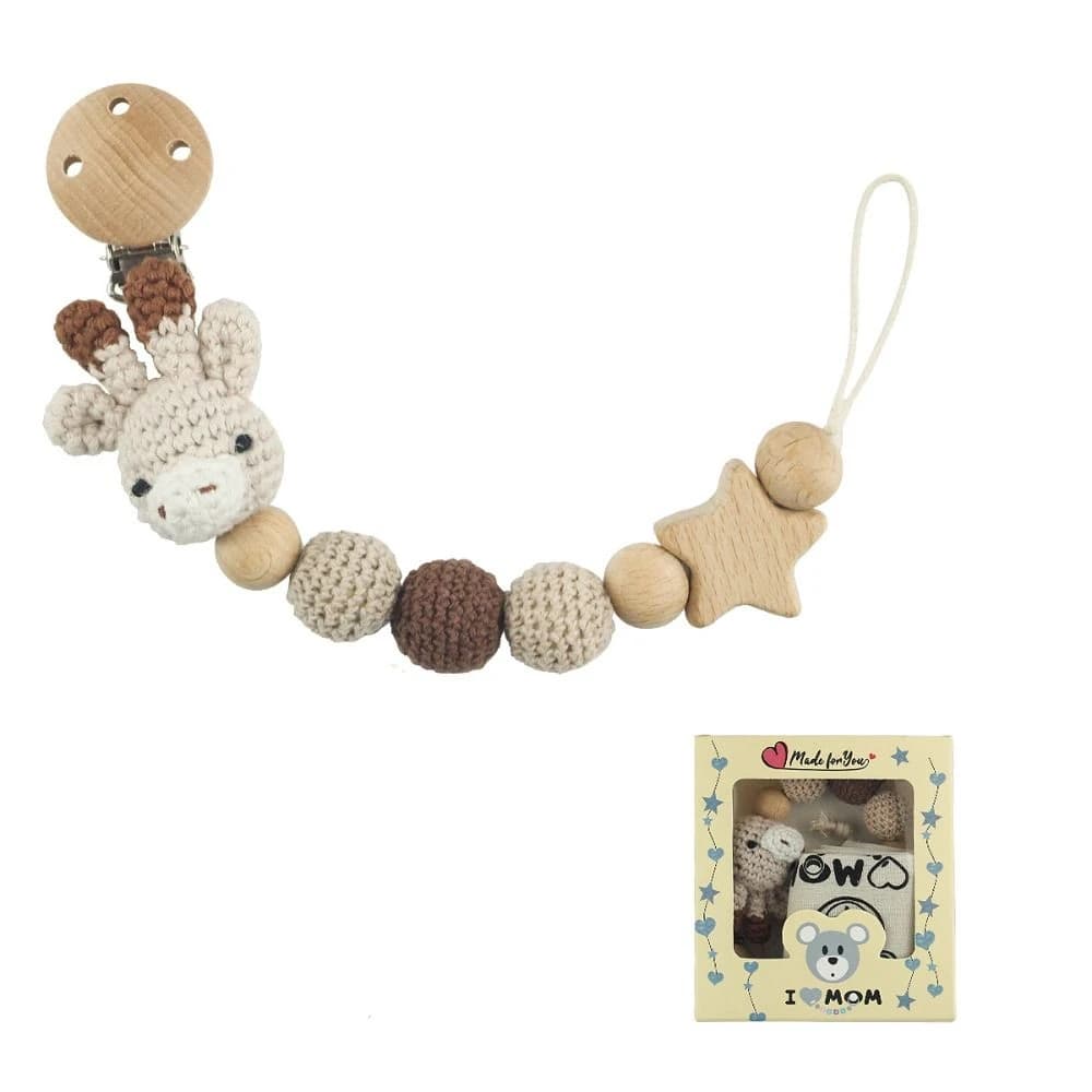 Placare Catena per succhietto Bambini Catena per ciuccio per bambini All'uncinetto Clip per ciuccio per animali Massaggiagengive per bambini Cinghie Porta ciuccio Clip