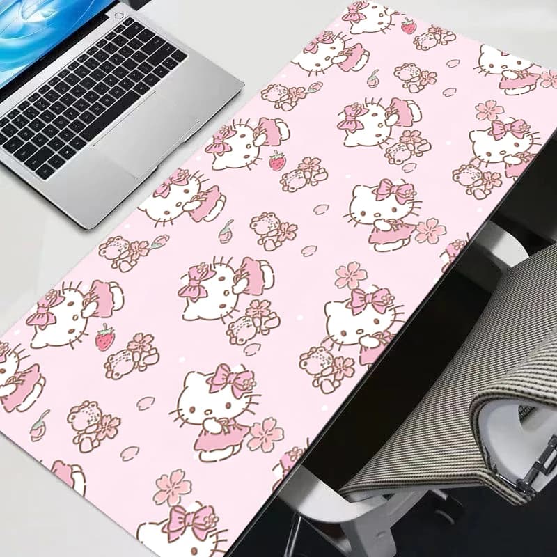 Tappetino per mouse Hello Kitty per computer portatile, tappetino per tastiera anime, tappetino per mouse grande XXL, tappetino per tastiere, decorazione per giocatori, tappetino da scrivania