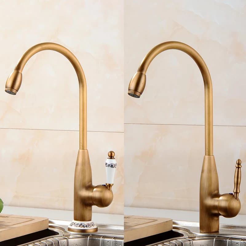 Rubinetti da cucina rubinetto in bronzo antico per miscelatore da cucina con gru in ceramica miscelatore per lavello da cucina freddo e caldo 7513