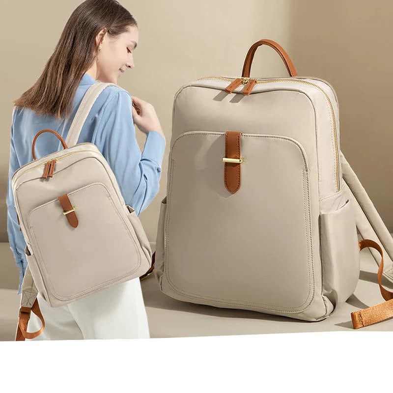 Women's Anti-Theft Travel Backpack Large 14 Inch Contrast Color Business Commuter Laptop Bag with Notebook Compartment