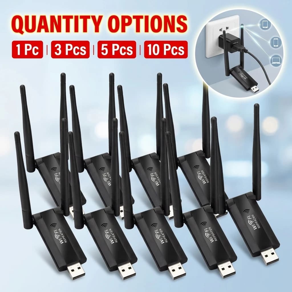1/3/5/10Pcs Wireless USB WiFi Repeater Extender WiFi Signal Amplifier Booster Long Range Wi-Fi Router Home Network Extension
