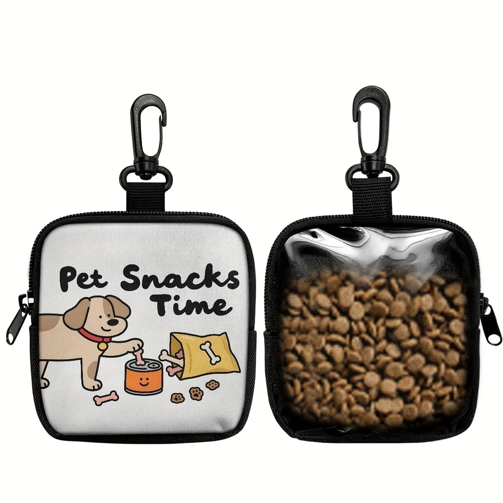 Portable Cartoon-Printed Dog Snack Bag New Pet Storage Container with Fun Design