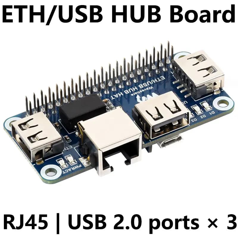 Raspberry Pi Zero W WH Ethernet J45 USB HUB HAT