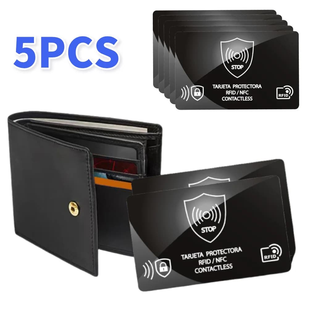 5 pezzi di blocco RFID per una carta protegge il portafoglio intero Blocco carta RFID Protezione portatile per carta di credito per borsa per passaporto