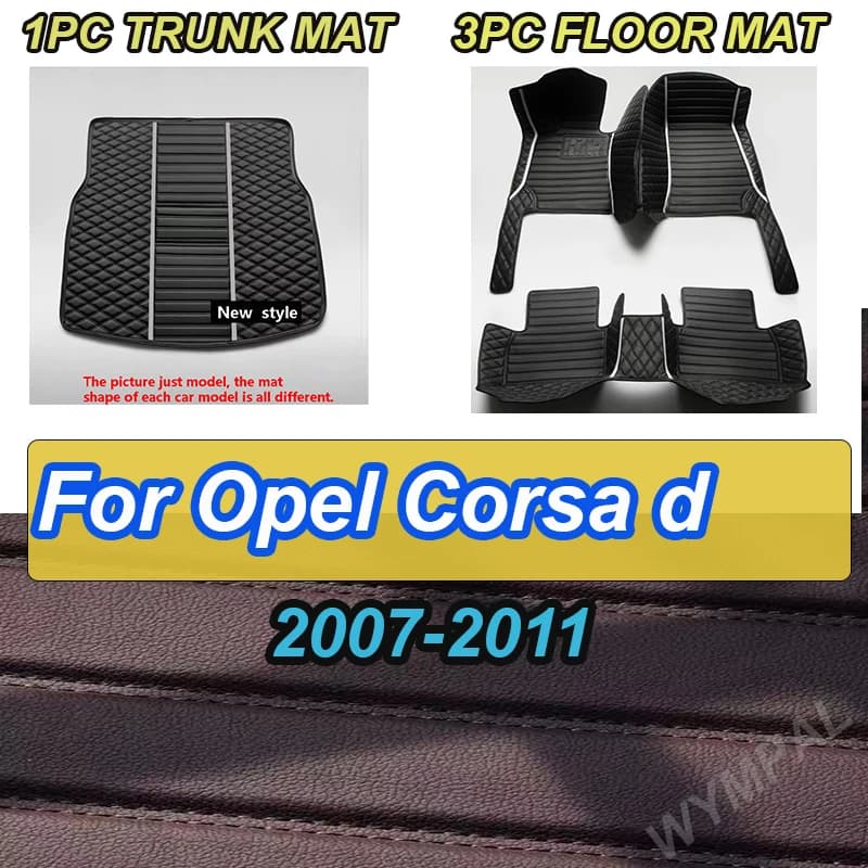 LUXURY Custom Automotive Car Floor Mats For Opel Corsa d 2007 2008 2009 2010 2011 Auto Luxury Leather