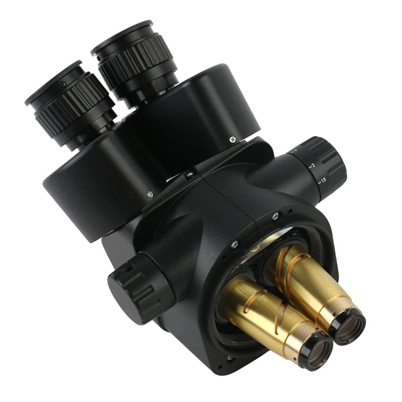 Testa per microscopio stereo parafocale trinoculare 7X-45X con zoom continuo e simul-focus per ispezione industriale, laboratorio e saldatura di gioielli