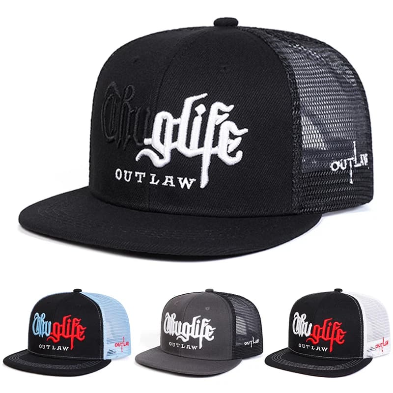 2025 Personalized New Fashion Webhat Thug LIFE Embroidered Hip Hop Hat Outdoor Daily Leisure Sunshade Hat Flat Edge Baseball Hat