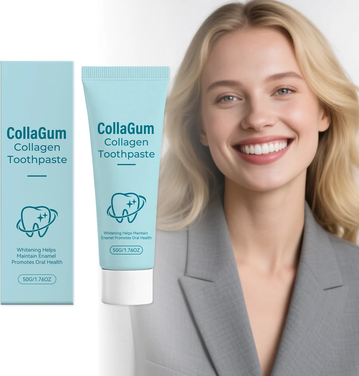 Dentifricio al Collagene Illuminante, Cura Delicata dello Smalto, Pulizia Profonda, Alito Fresco, Schiuma per Igiene Orale, Terapia Gengivale, Sbiancamento Istantaneo dei Denti