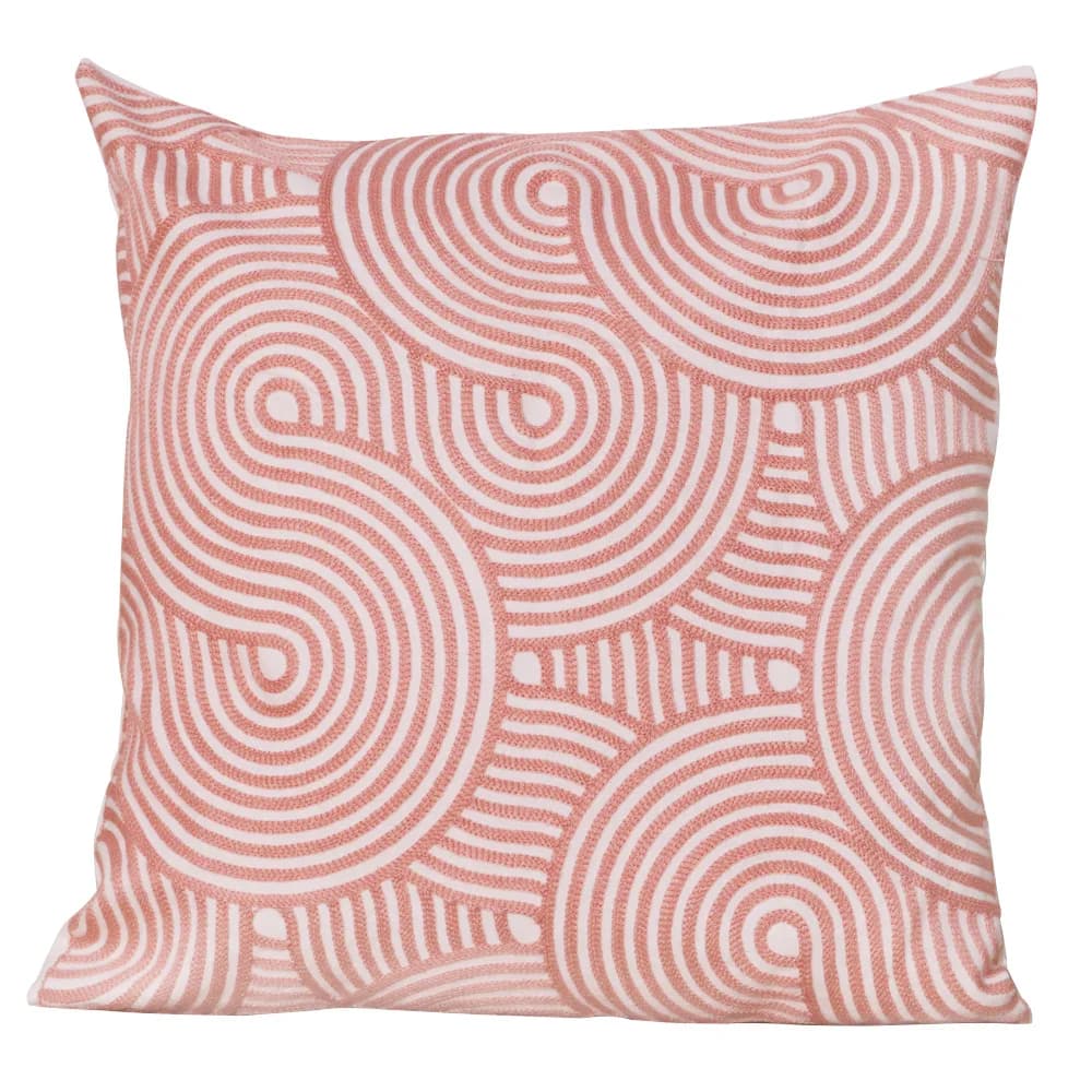 Fodera per Cuscino in Cotone 100% Ricamata con Motivi Geometrici, Stile Nordico Moderno, Rosa, in Tela di Cotone, 45x45cm