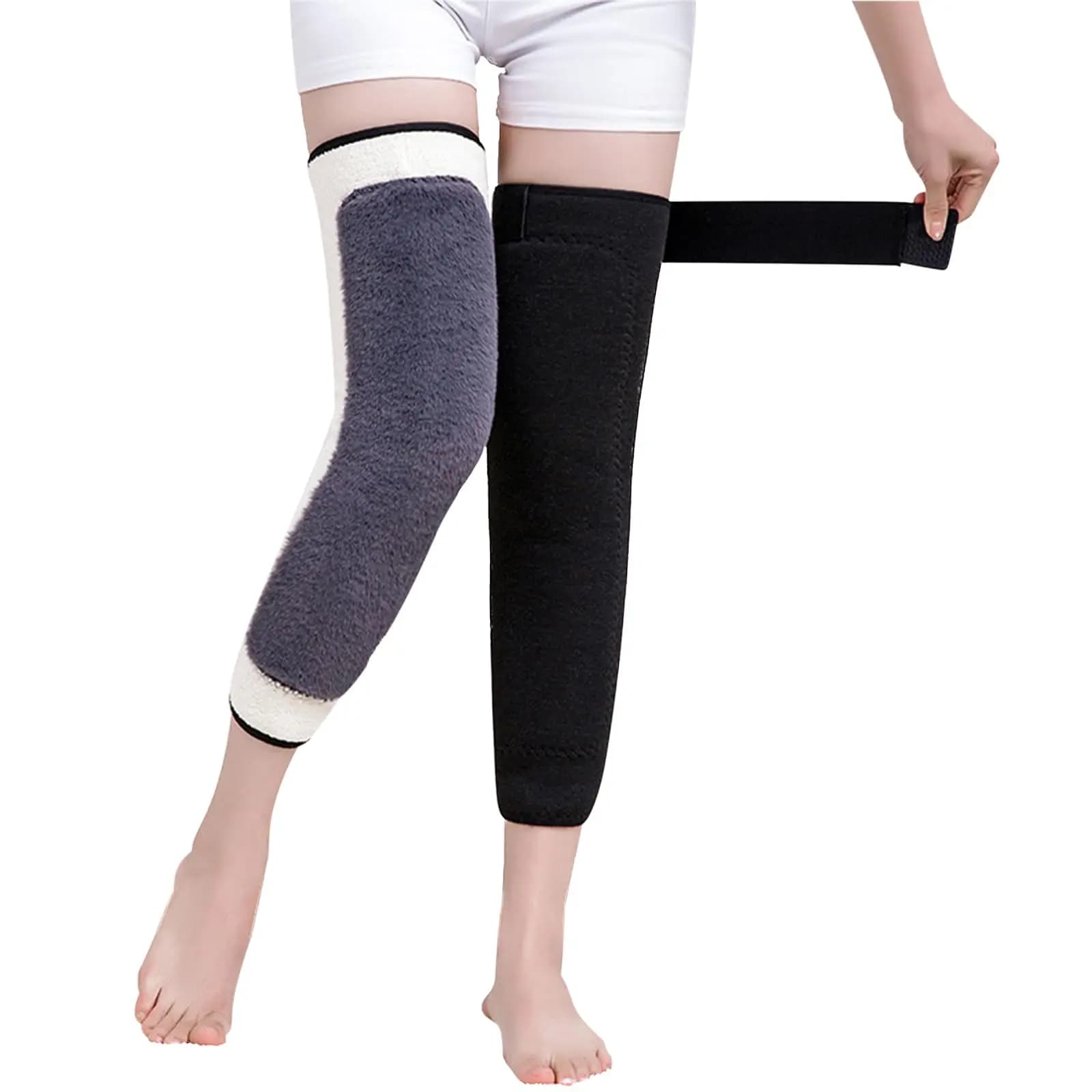 1 paio uomo donna scaldamuscoli in lana spessa inverno termico artrite reumatica ginocchiere maniche per gambe avvolge supporto