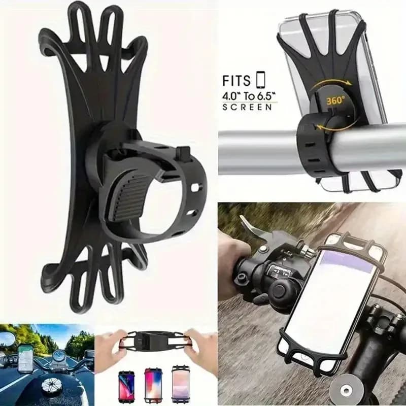 360 ° Supporto per telefono da bicicletta girevole, supporto antiscivolo antiurto per smartphone da 4-7 pollici, supporto GPS per bici in ABS nero resistente