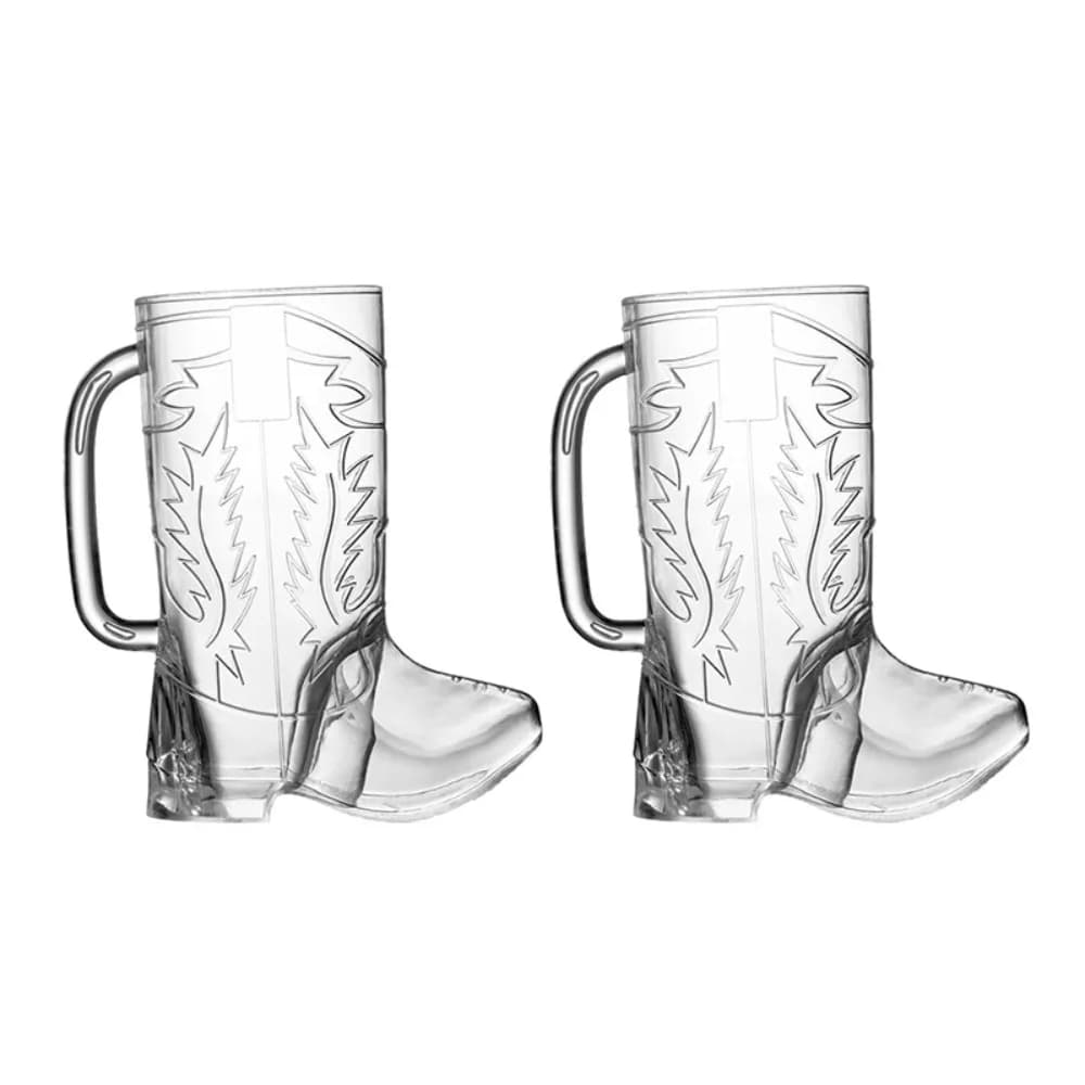 2 Pezzi Bicchieri Creativi a Forma di Stivale da Cowboy da 17 Oz in Plastica Riutilizzabili con Manico, Tazza Trasparente Goffrata per Birra da Bar